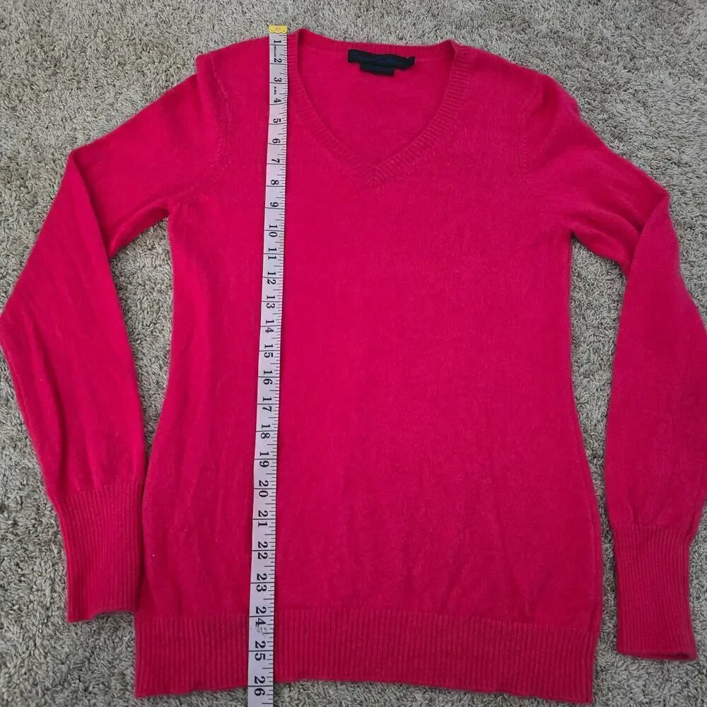 Enzo Mantovani Pink 100% Cashmere V-Neck Sweater M CozyLuxe Minimalist Soft Girl